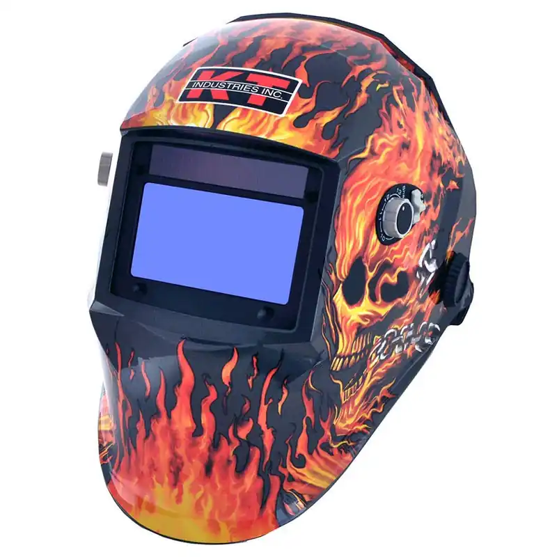 K-T Industries Flaming Skull Auto-Darkening Helmet