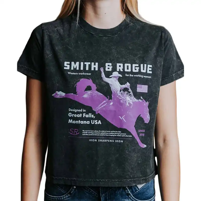 Smith + Rogue Women‘s Vintage AD Cropped Tee - Pirate Black - XS