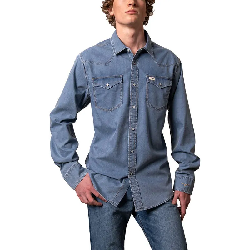 Kimes Ranch Men‘s Cleavon Denim Snap Long Sleeve Shirt