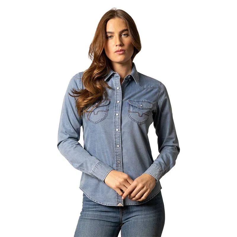 Kimes Ranch Women‘s Flinn Denim Snap Long Sleeve Shirt