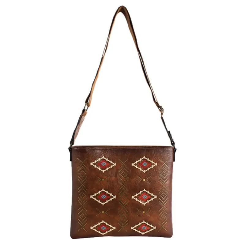 Catchfly Women‘s Embroidered Aztec Design Crossbody with Studs