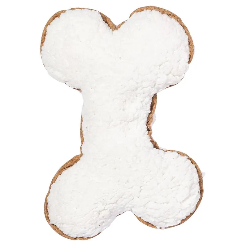 Main Street Pet White Plush Bone Squeaky Dog Toy