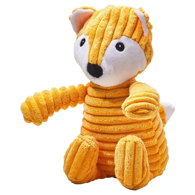 Main Street Pet Corduroy Fox Squeaky Dog Toy