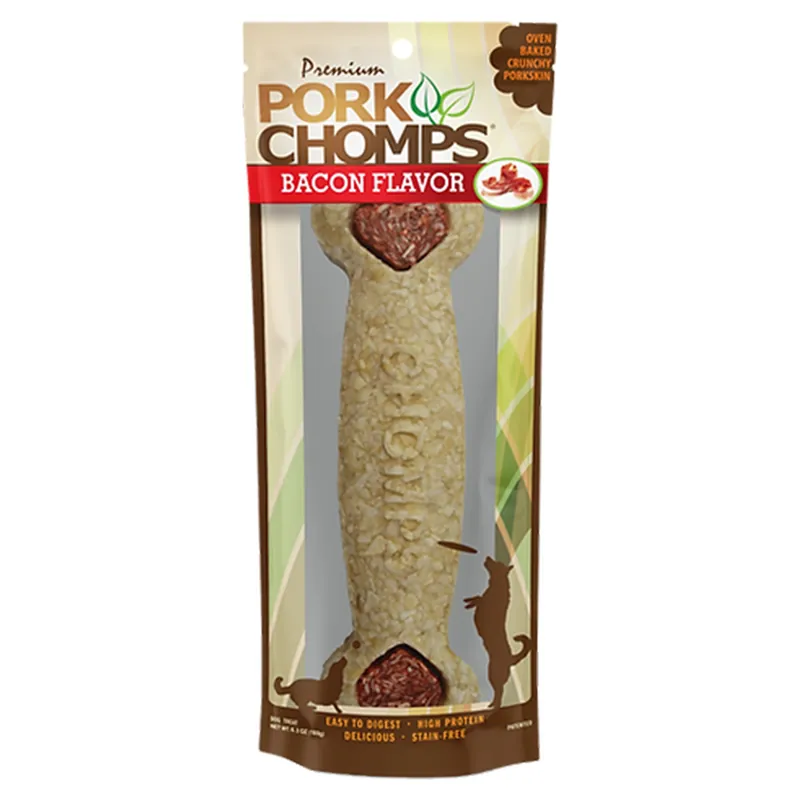 Pork Chomps 7"-8" Bacon Flavor Crunchy Bone Dog Treat