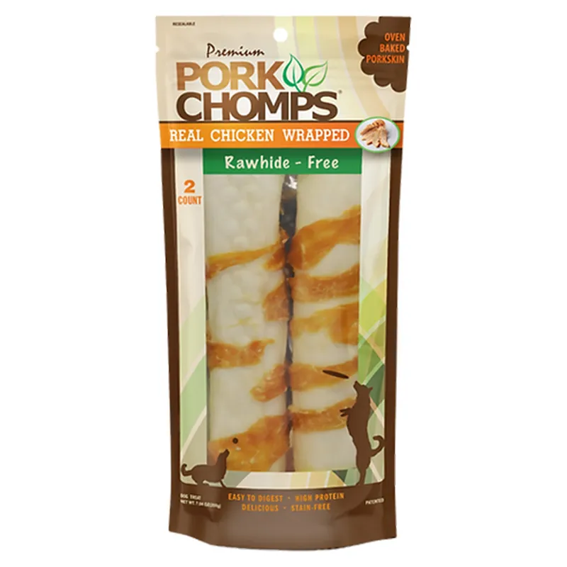 Pork Chomps 8" Real Chicken Wrapped Dog Chew