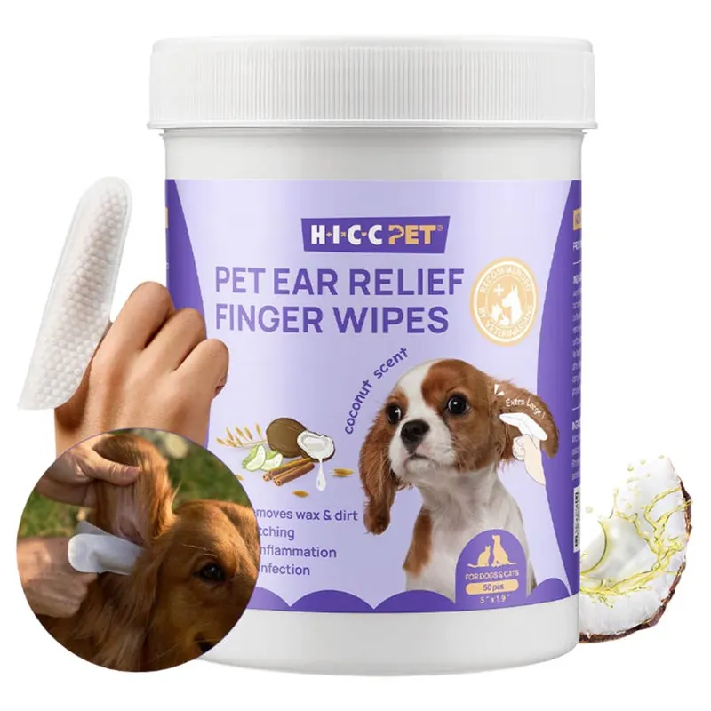 Hicc Pet Gentle Ear Relief Finger Wipes For Dogs & Cats