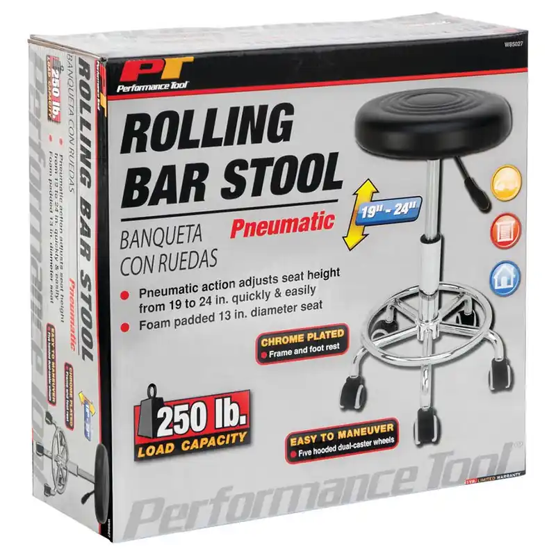 Performance Tool Pneumatic Rolling Bar Stool
