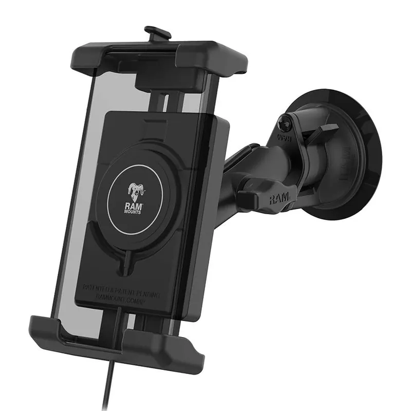 RAM Mounts Quick-Grip Pro XL Suction Cup Mount with Qi2 15W Wireless Charger