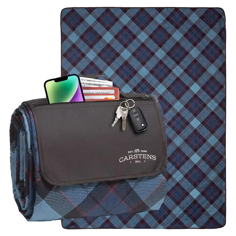 Carstens Stormy Plaid Printed Picnic Blanket
