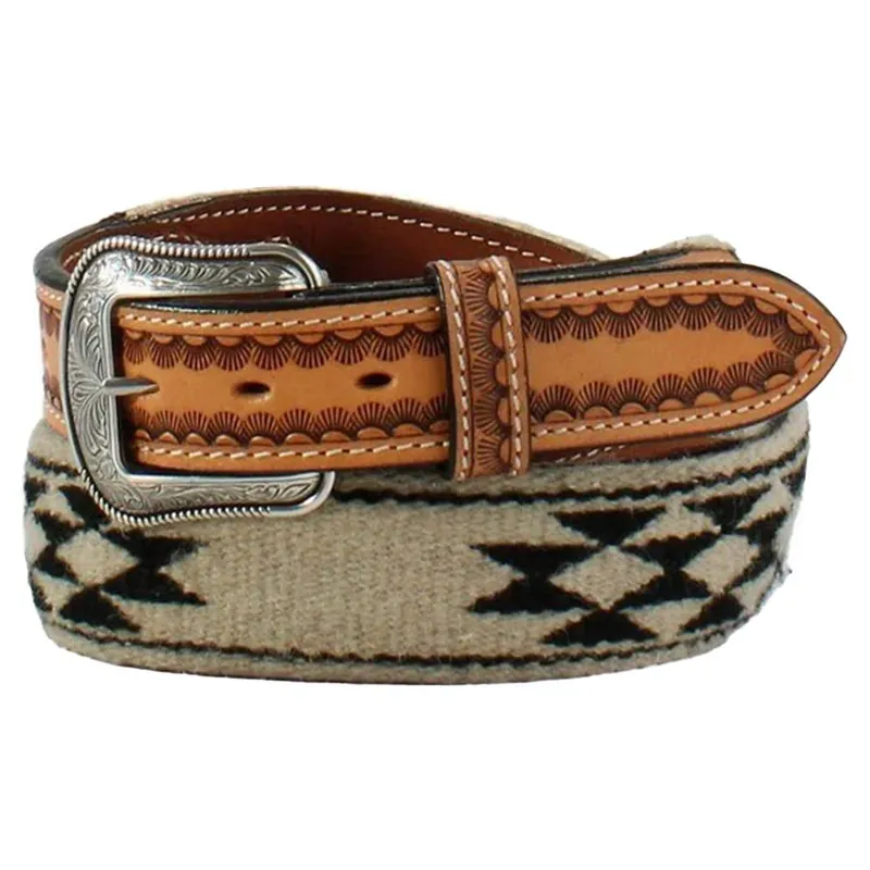 3D Belt Men‘s Tooled Sunrise Woven Inlay Leather Belt