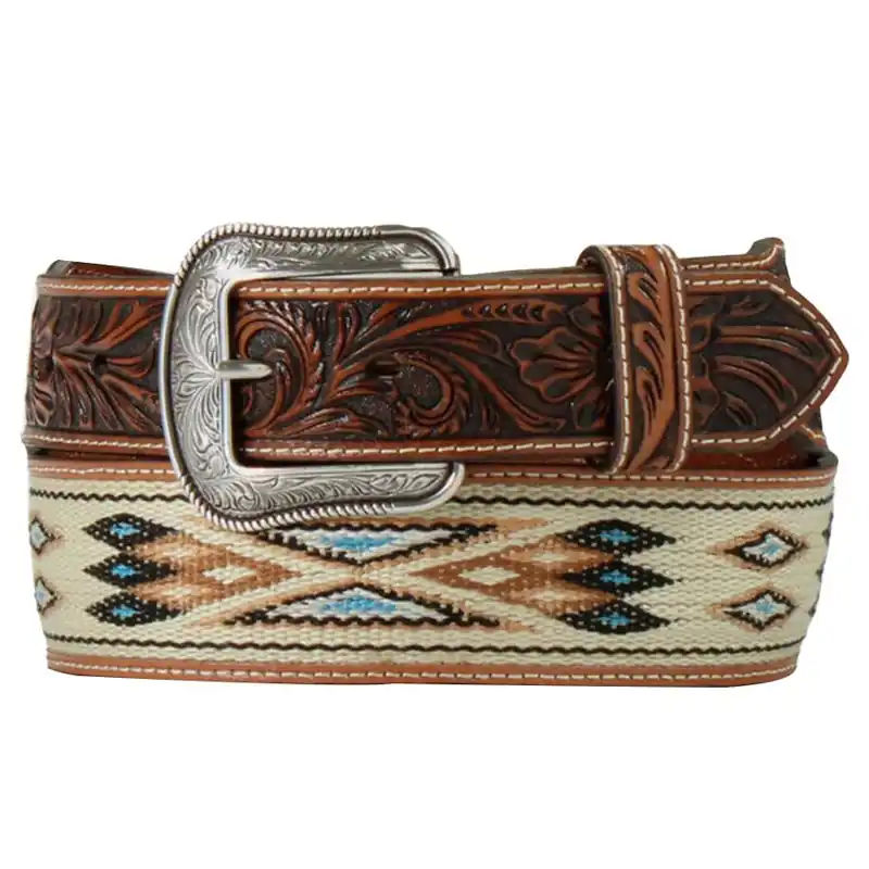 3D Belt Men‘s Southwest Woven Inlay Leather Belt