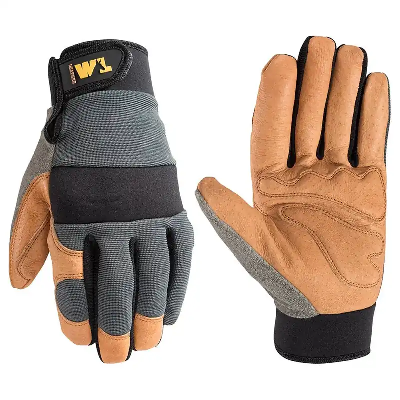 Wells Lamont Men‘s Pigskin Leather Hybrid Adjustable Wrist Gloves