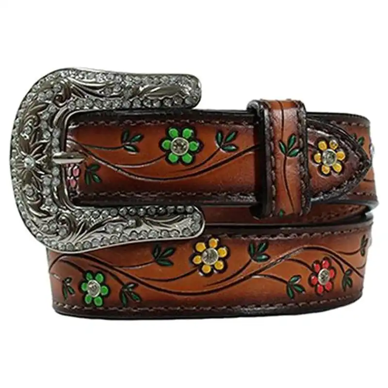 Angel Ranch Girl‘s 1-1/4‘‘ Colorful Flowers Belt