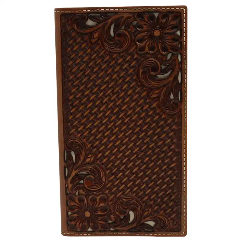 Nocona Men‘s Rodeo Basket Weave Floral Tooled Wallet