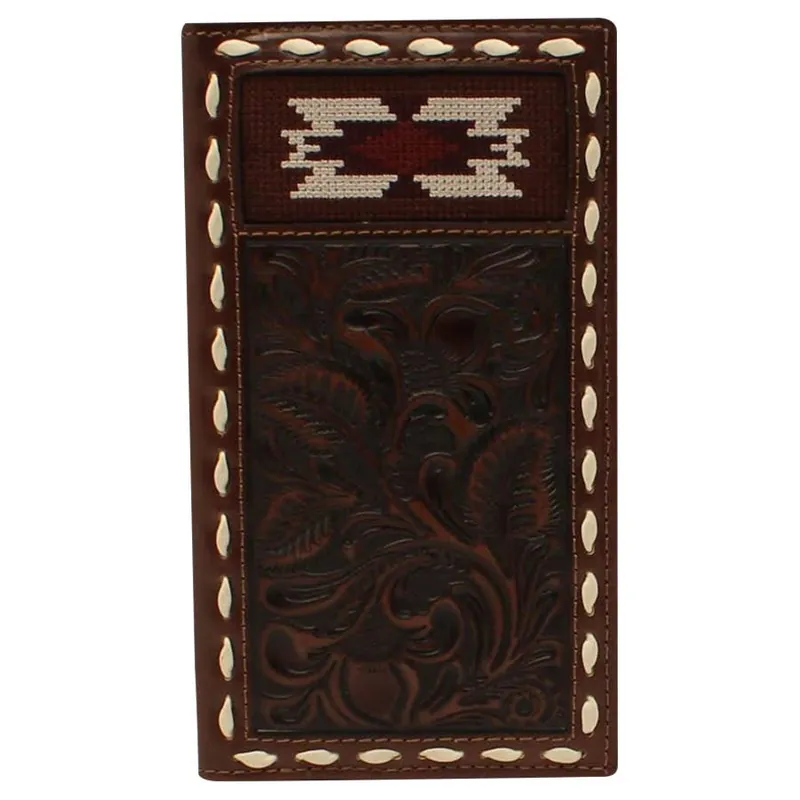 Nocona Men‘s Rodeo Southwestern Stitch Buck Laced Leather Wallet
