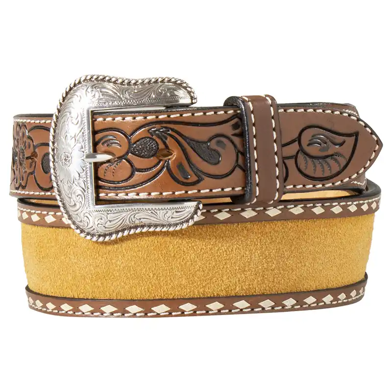Nocona Men‘s Roughout Buck Laced Tapered Leather Belt