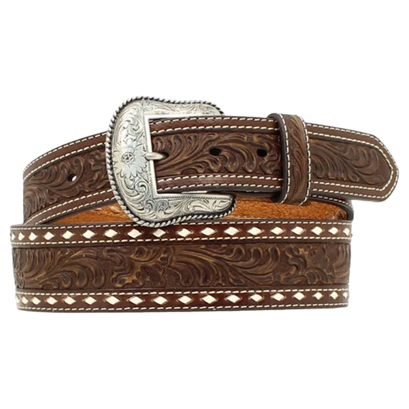 Nocona Men‘s Floral Tooled Leather Belt