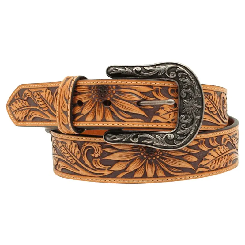 Nocona Women‘s Sunflower Tooled Leather Belt