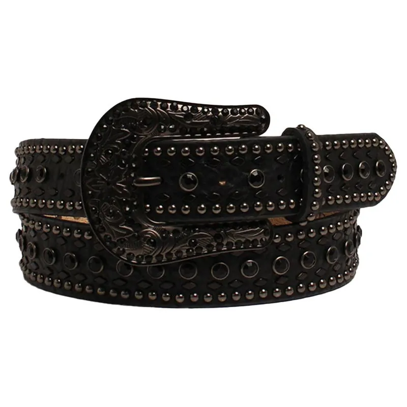 Nocona Women‘s Rhinestone Floral Tooled Leather Belt