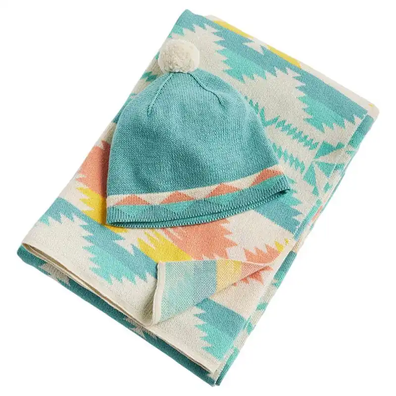 Pendleton Knit Baby Blanket with Beanie