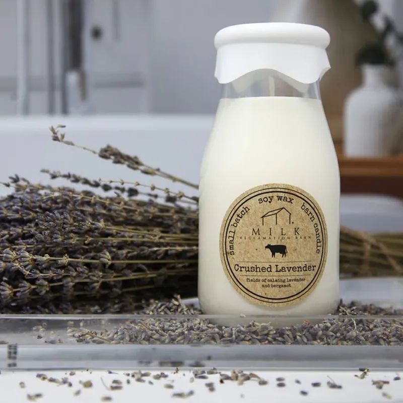 Milk Reclamation Barn Crushed Lavender Milk Bottle Candle