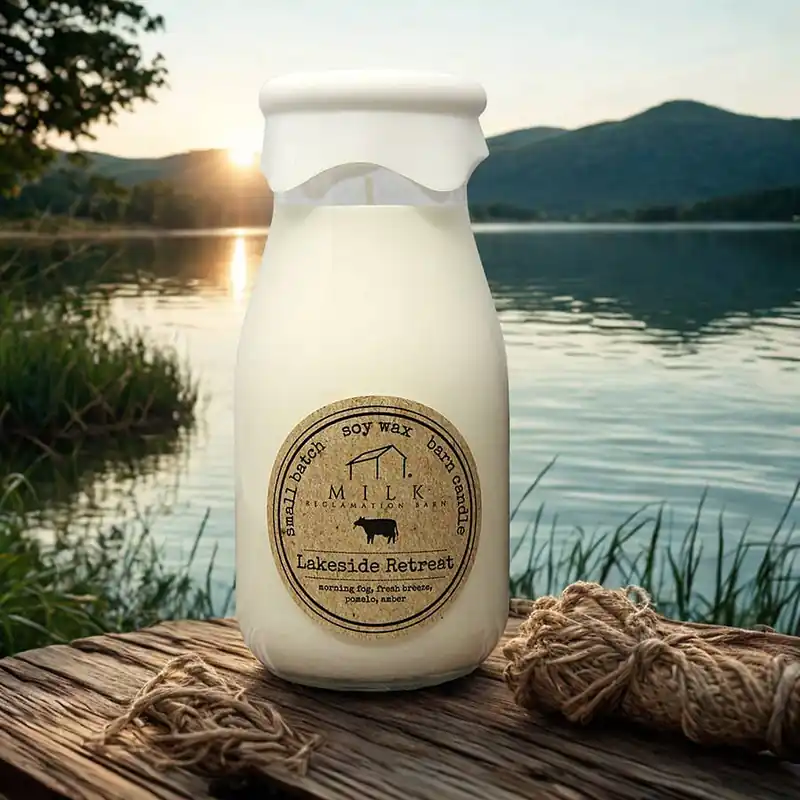 Milk Reclamation Barn Lakeside Retreat Milk Bottle Candle