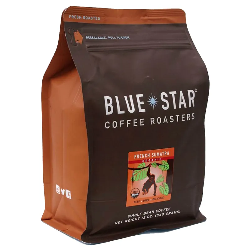 Blue Star Coffee Roasters Ground French Sumatra Whole Bean Coffee