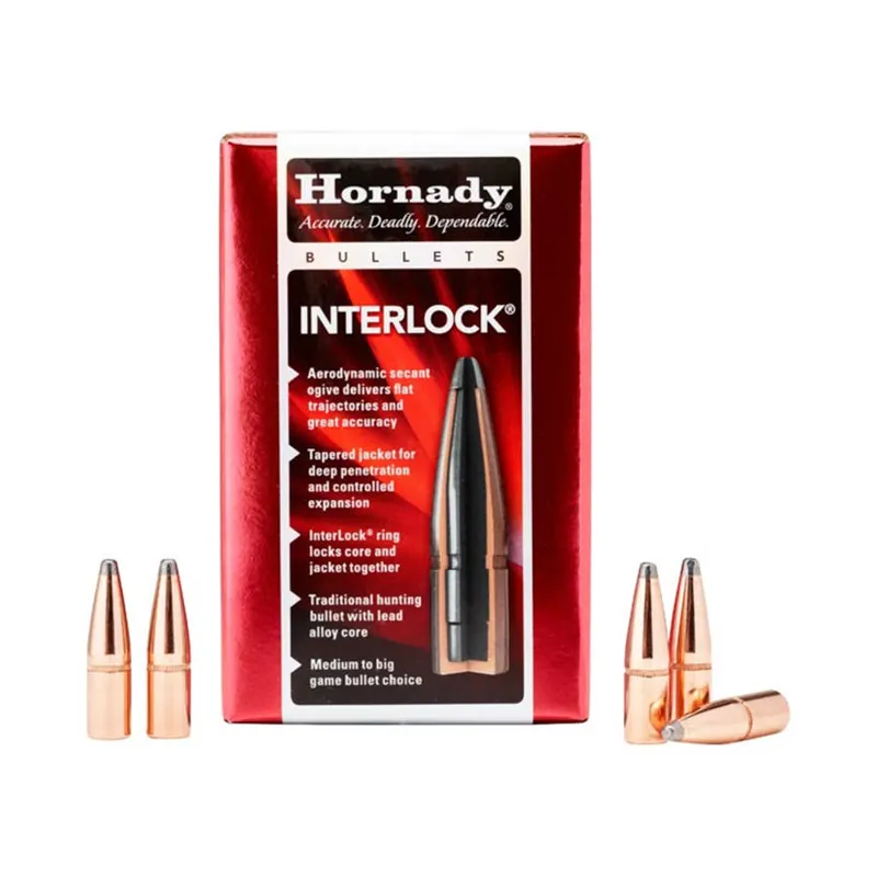 Hornady InterLock Bullets 35 Caliber (358 Diameter) 200 Grain Round Nose Box of 100