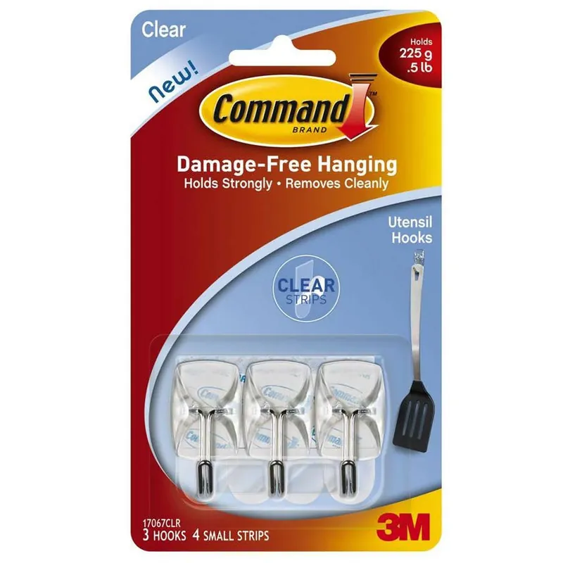 Command Utensil Hooks with Clear Strip