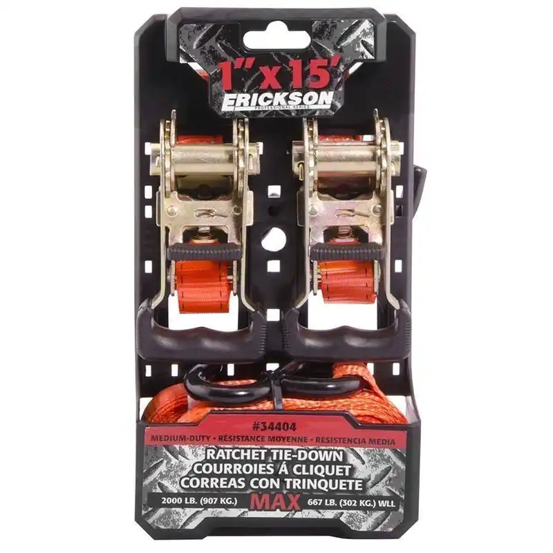 Erickson Tie Down Ratchet 1" X 15‘ 2000 lb 2 Pk.