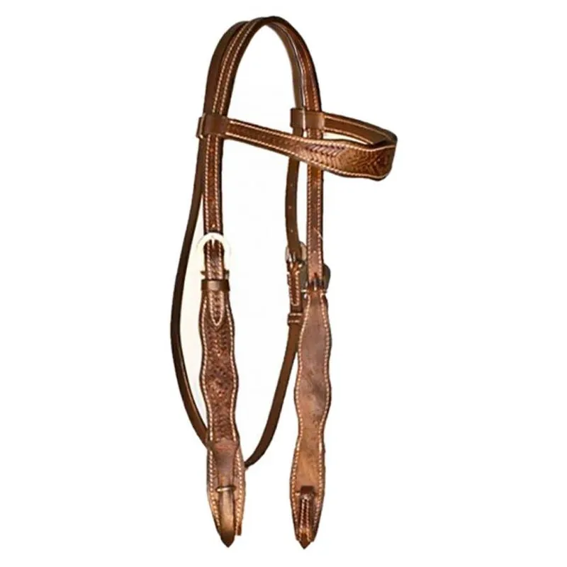 Buffalo Leather of the Rockies Headstall with Tooled Brow and Cheek