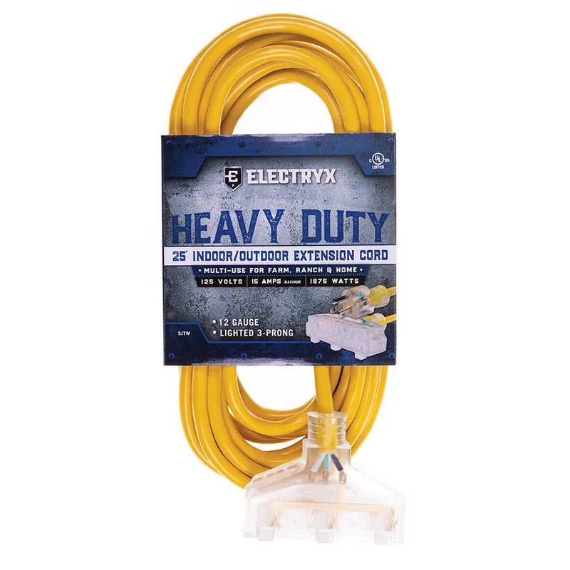 Electryx Extension Cord Heavy Duty Triple Tap - Yellow