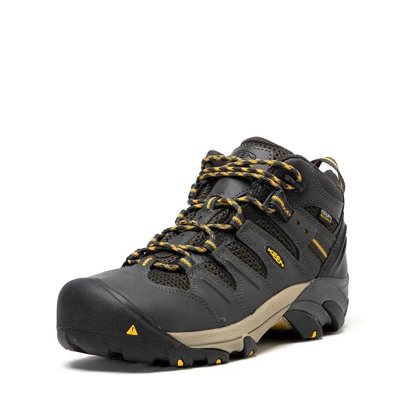 KEEN Men‘s Lansing Waterproof Mid Steel Toe Hiker Boots - Raven/Tawny Olive
