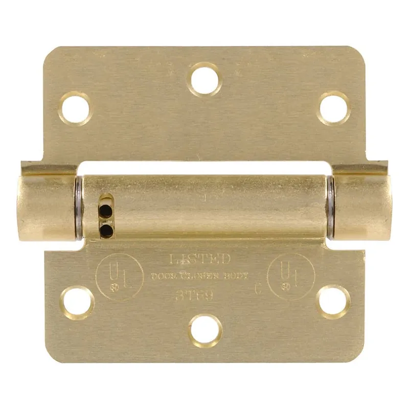 Hillman 1/4"" Round Corner Satin Brass Spring Hinge