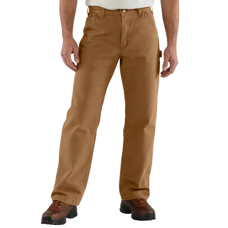 Carhartt Men‘s Flannel Lined Washed Duck Dungaree Pants - Carhartt Brown