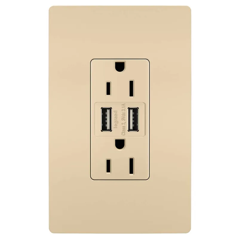 Legrand Radiant 15 Amp USB Chargers with Duplex Tamper-Resistant Outlets
