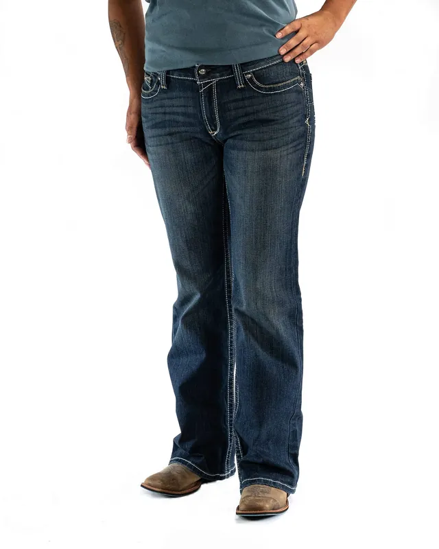 Ariat Women‘s R.E.A.L. Mid Rise Stretch Whipstitch Boot Cut Jeans