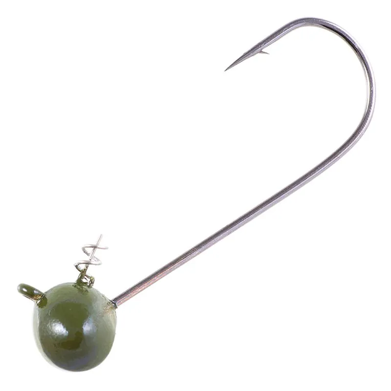Owner Shaky Football Head Hook - Green Pumpkin
