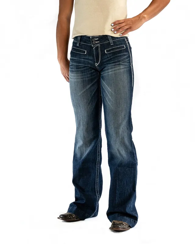 Ariat Women‘s Trouser Mid Rise Stretch Entwined Wide Leg Jeans - Marine