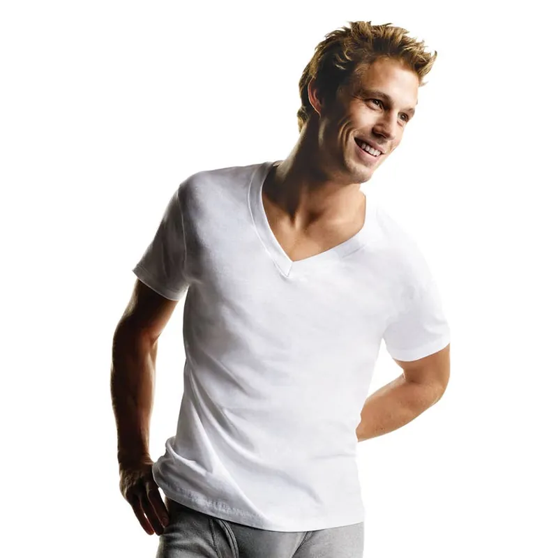 Hanes Men‘s FreshIQ ComfortSoft V-Neck Undershirt - White