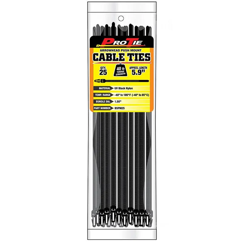 Pro Tie Arrowhead Push Mount Cable Tie - UV Black