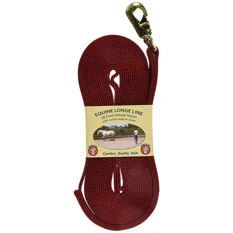 Hamilton Single Thick Nylon Horse Longe Line with Swivel Snap - 26‘