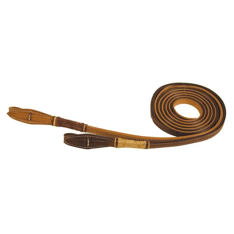 Buffalo Leather of the Rockies Leather Split Reins with Contrasting Rawhide Accents