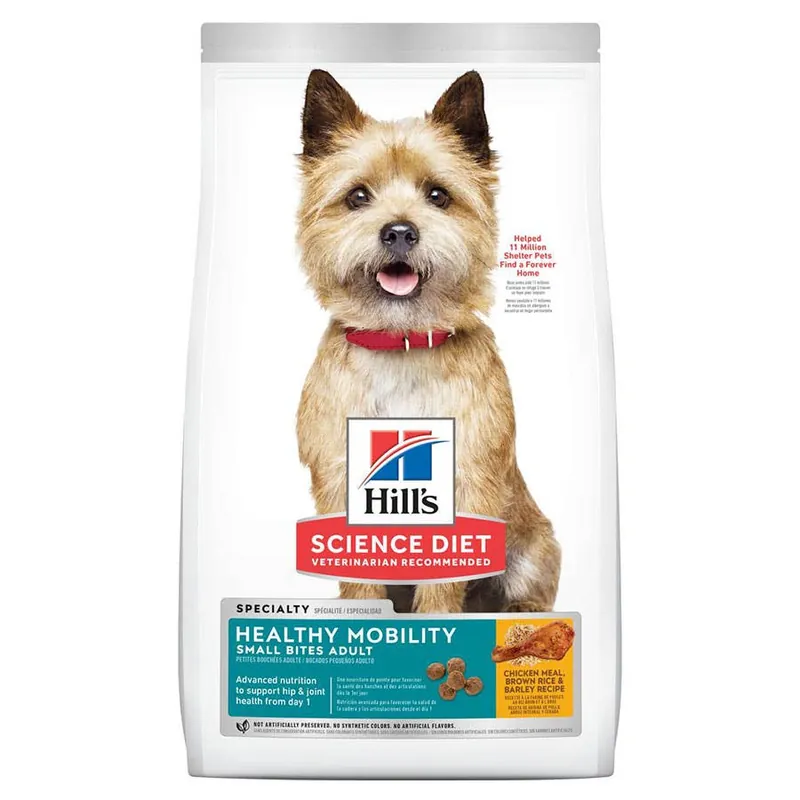Hill‘s Science Diet Adult Healthy Mobility Small Bites Dog Food, Chicken Meal, Brown Rice & Barley