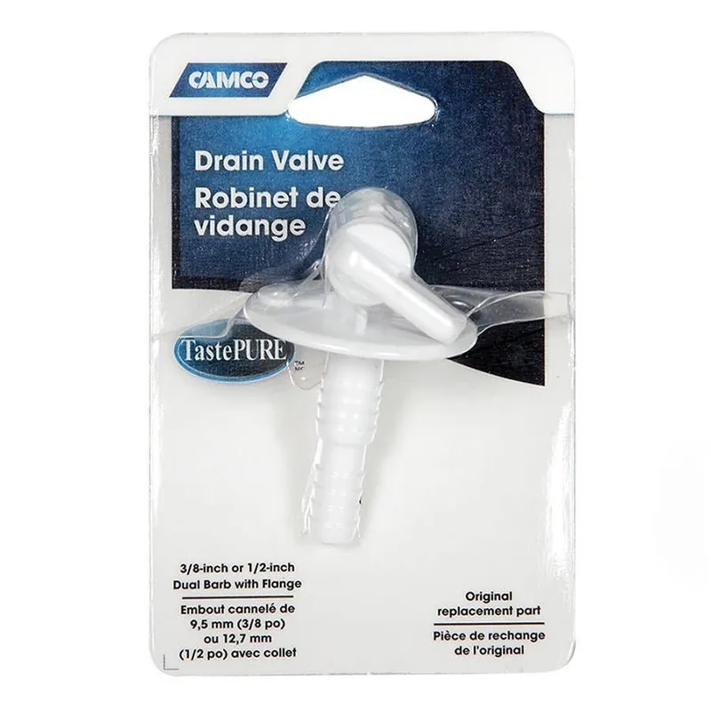 Camco Dual Size Drain Valve - 3/8"" or 1/2""