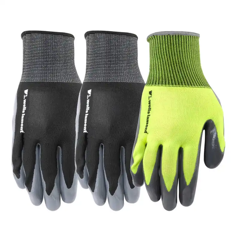 Wells Lamont Hi Viz Nitrile Palm Dip Gloves - 3 pk - Gray