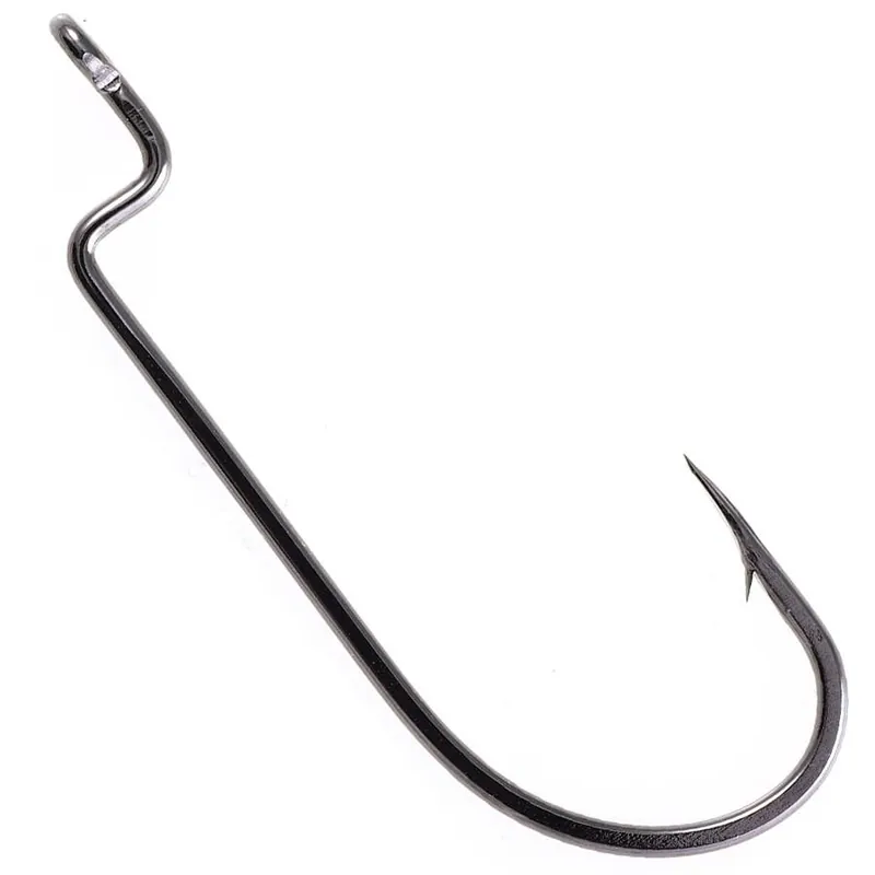 Owner Offset Shank Wide Gap Worm Hook - Black Chrome