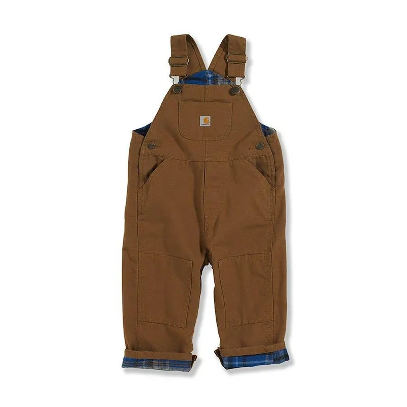 Carhartt Boy‘s Infant/Toddler Washed Canvas Bib Overalls - Flannel-Lined