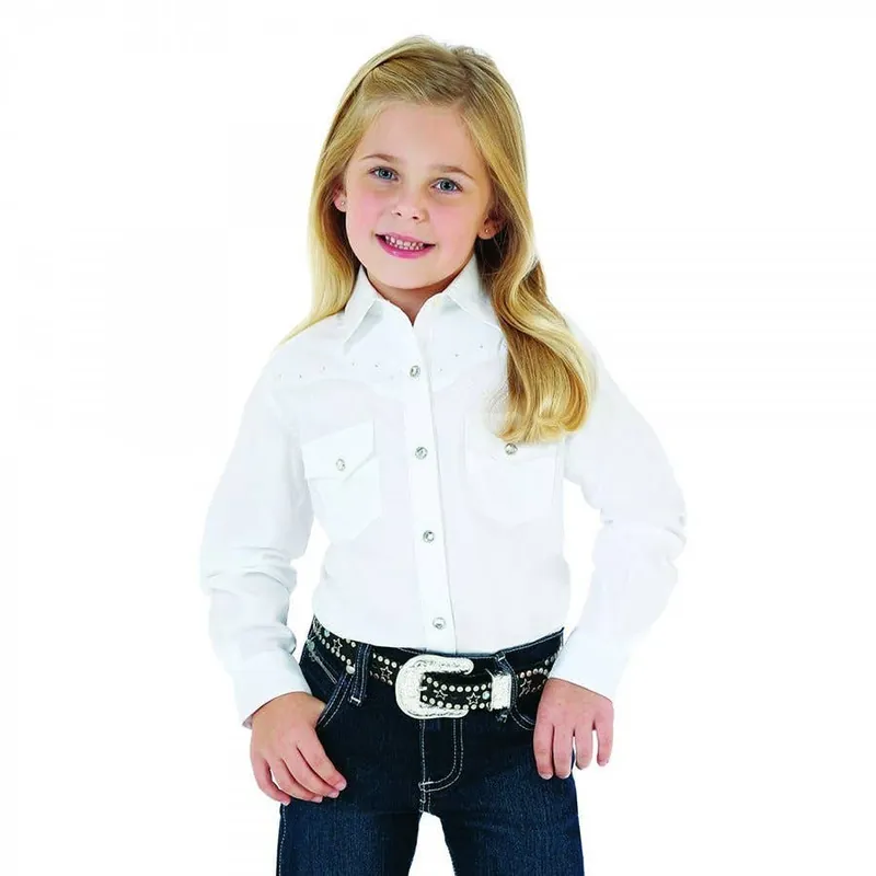 Wrangler ® Girl‘s Long Sleeve Button Down Western Top