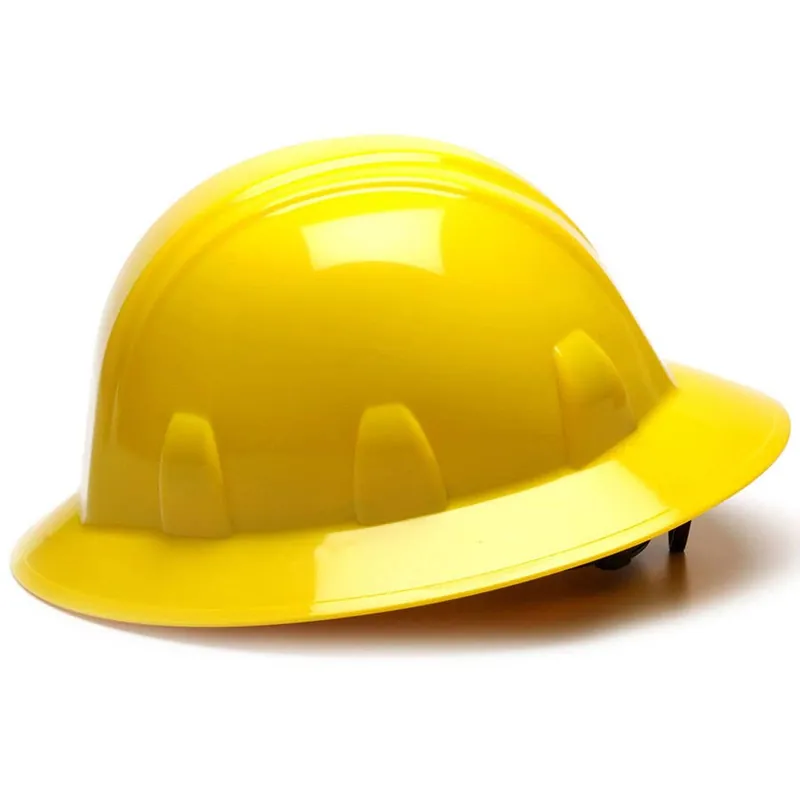 Pyramex Full Brim Hard Hat 4-Point Ratchet Suspension - Yellow
